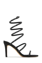 Load image into Gallery viewer, Sushmita Embellished Around The Ankle Coil Heels - Black
