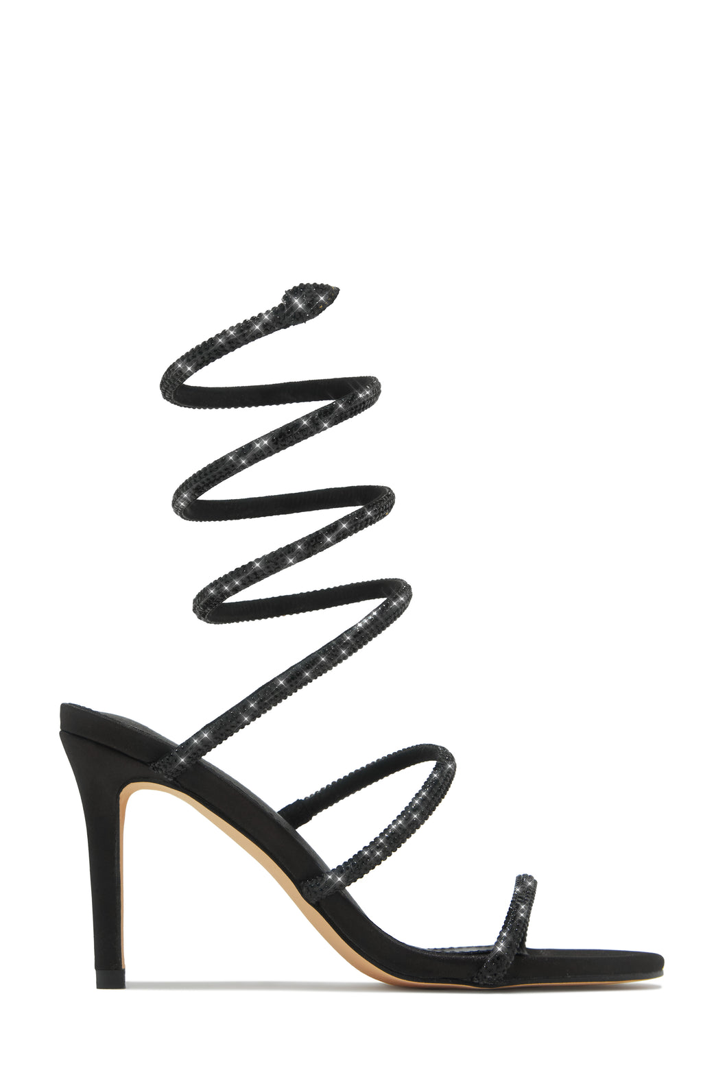 Sushmita Embellished Around The Ankle Coil Heels - Black