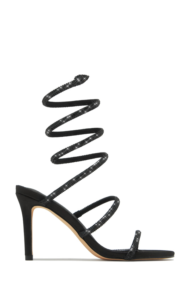 Sushmita Embellished Around The Ankle Coil Heels - Black