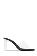 Load image into Gallery viewer, Vivian Clear Strap Mule Heels - Black
