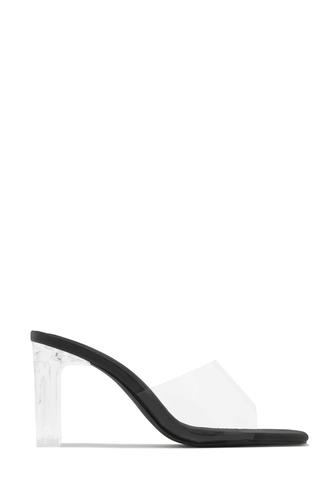 Load image into Gallery viewer, Vivian Clear Strap Mule Heels - Black
