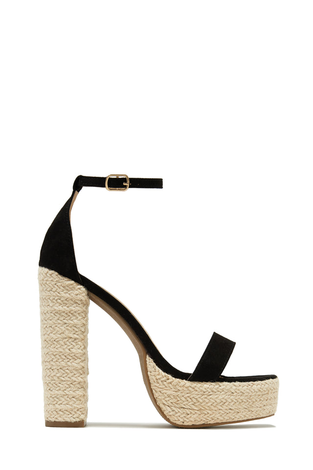 Load image into Gallery viewer, Black Chunky Platform Espadrille Heels
