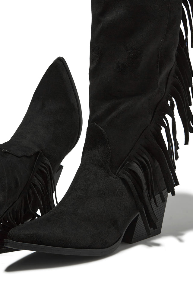 Load image into Gallery viewer, Imala Fringe Cowgirl Boots - Black
