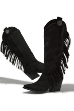 Load image into Gallery viewer, Imala Fringe Cowgirl Boots - Black
