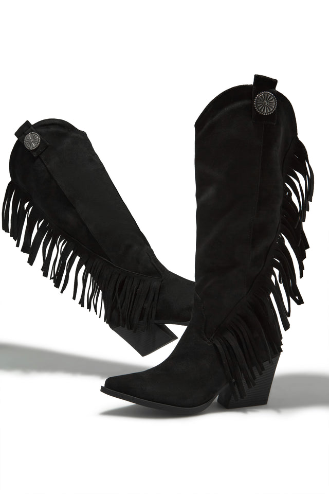 Load image into Gallery viewer, Imala Fringe Cowgirl Boots - Black

