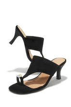 Load image into Gallery viewer, Anela Thong Strap Mule Heels - Black
