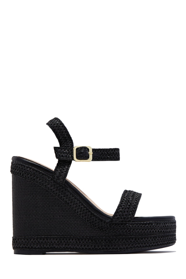 Load image into Gallery viewer, Rosetta Platform Wedges - Black
