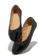 Load image into Gallery viewer, Black Quilt Stitch Flats with Extra Padded Insole
