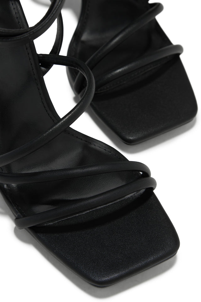 Load image into Gallery viewer, Black Mid Heels with Open Square Toe
