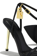 Load image into Gallery viewer, Black Heels with Gold-Tone Detailing
