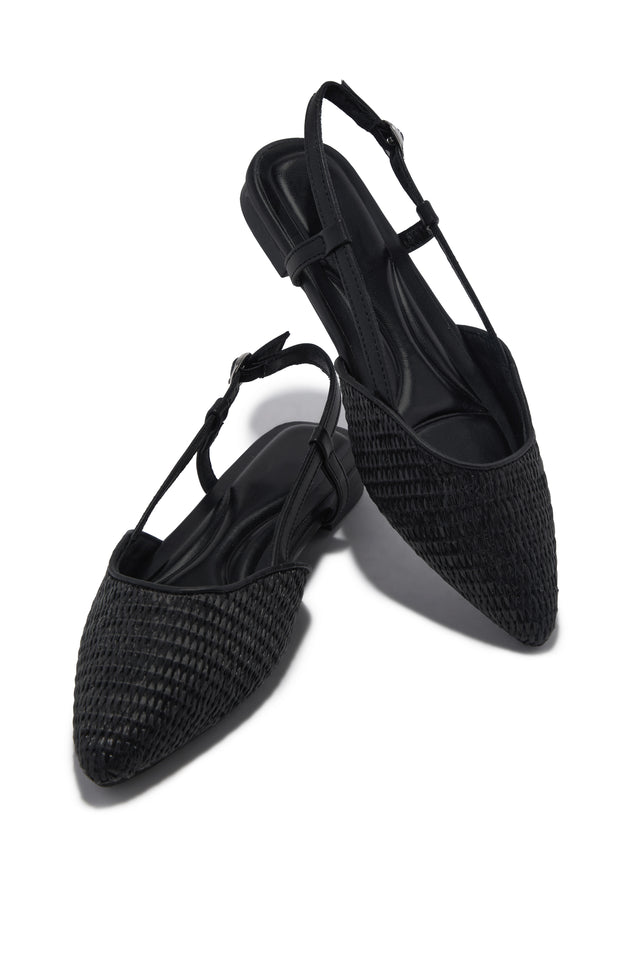 Load image into Gallery viewer, Serena Pointed Toe Slingback Flats - Black
