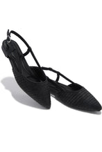 Load image into Gallery viewer, Serena Pointed Toe Slingback Flats - Black
