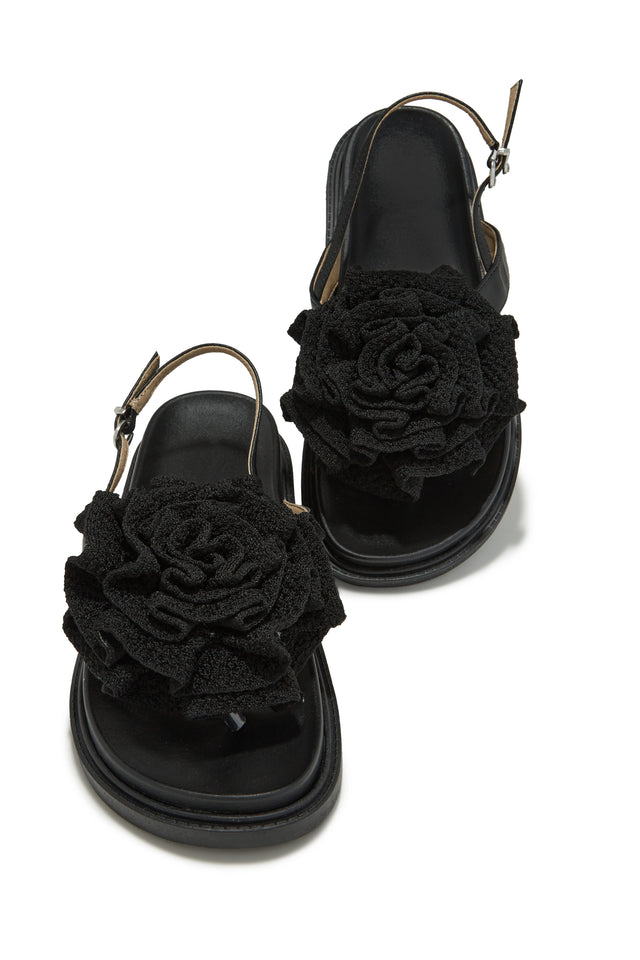Load image into Gallery viewer, Rosette Black Sandal
