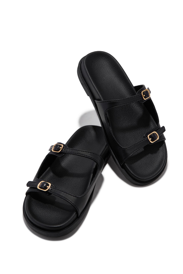 Santorini Beaches Slip On Sandals - Black
