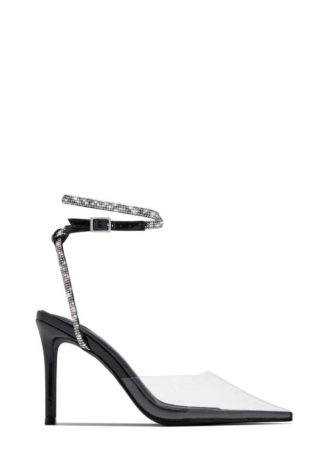 Load image into Gallery viewer, Special Guest Embellished Clear Heels - Black
