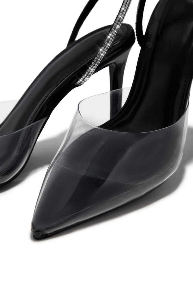 Load image into Gallery viewer, Special Guest Embellished Clear Heels - Black
