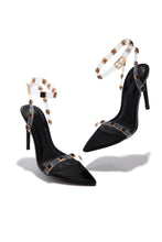 Load image into Gallery viewer, Aurela Clear Strap High Heels - Black
