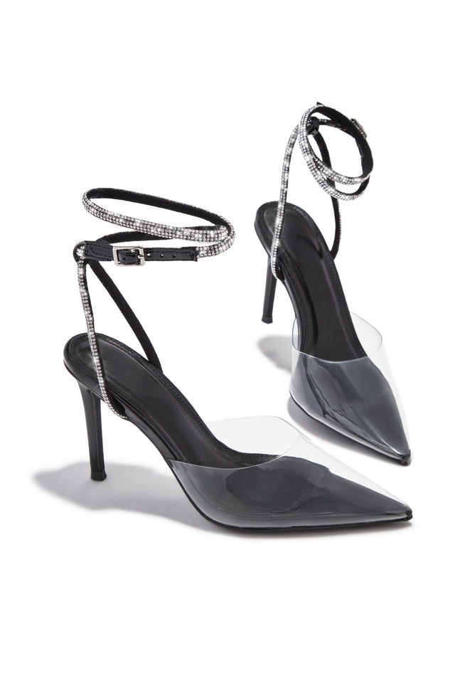 Load image into Gallery viewer, Special Guest Embellished Clear Heels - Black
