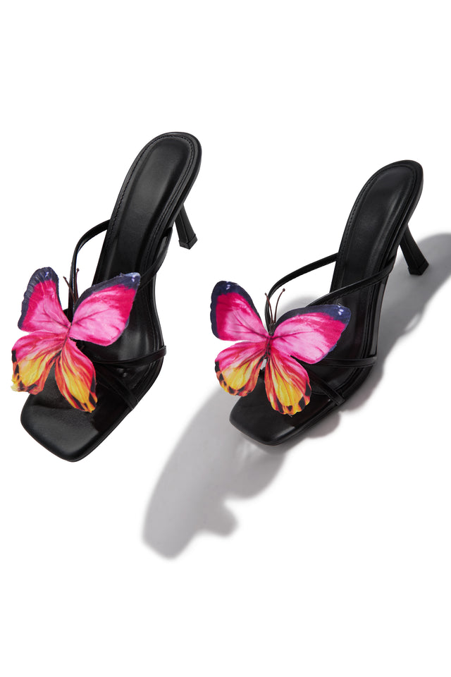Load image into Gallery viewer, Social Butterfly Mid Heel Mules - Black
