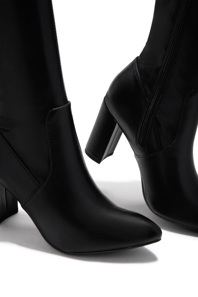 Load image into Gallery viewer, Adeline Chunky Heel Over The Knee Boots - Black

