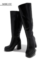 Load image into Gallery viewer, Hudson Wide Fit Platform Block Heel Boots - Black

