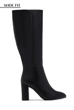 Load image into Gallery viewer, Fine Time Wide Fit Block Heel Knee High Boots - Black
