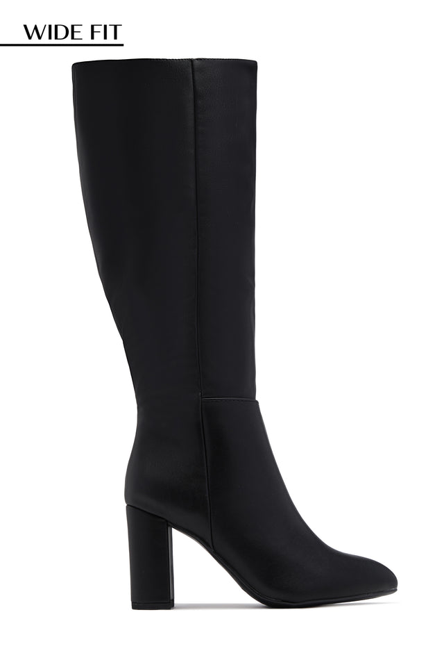 Load image into Gallery viewer, Fine Time Wide Fit Block Heel Knee High Boots - Black
