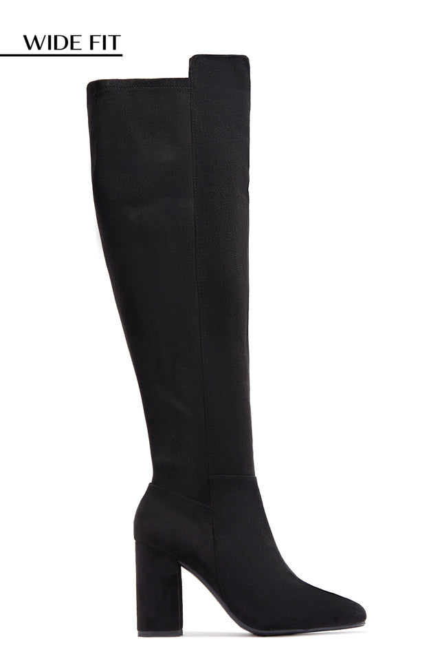 Load image into Gallery viewer, Colette Wide Fit Block Heel Boots - Black Suede
