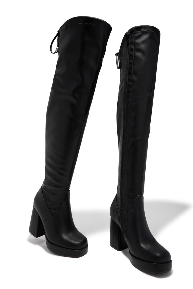 Load image into Gallery viewer, Ayanna Over The Knee Block Heel Boots - Black
