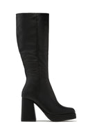 Hudson Platform Block Heel Knee High Boots – Black