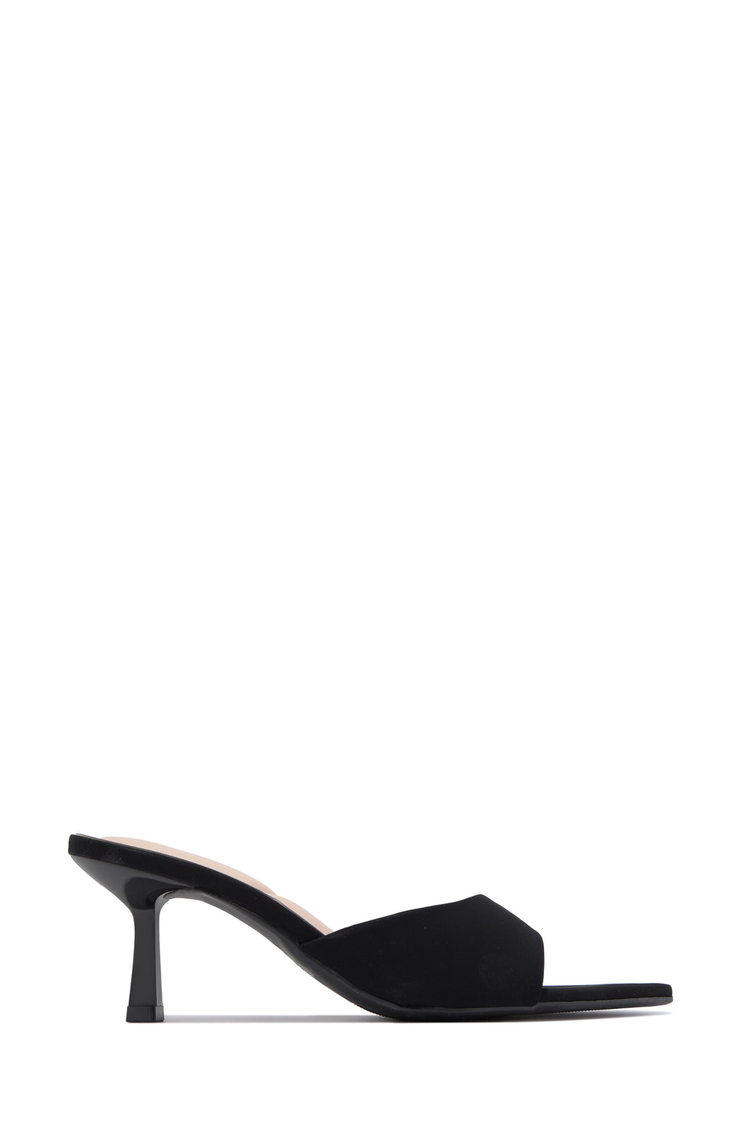 Hallie Pointed Toe Mid Heel Mules - Black