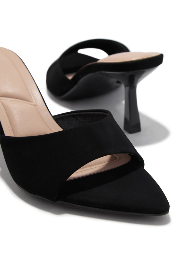Load image into Gallery viewer, Hallie Pointed Toe Mid Heel Mules - Black
