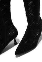 Load image into Gallery viewer, Elvia Embellished Kitten Heel Boots - Black
