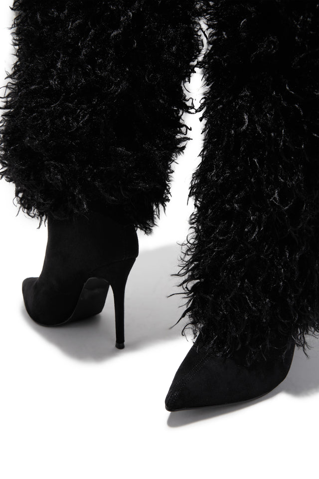 Zyla Faux Fur Heel Boots - Black
