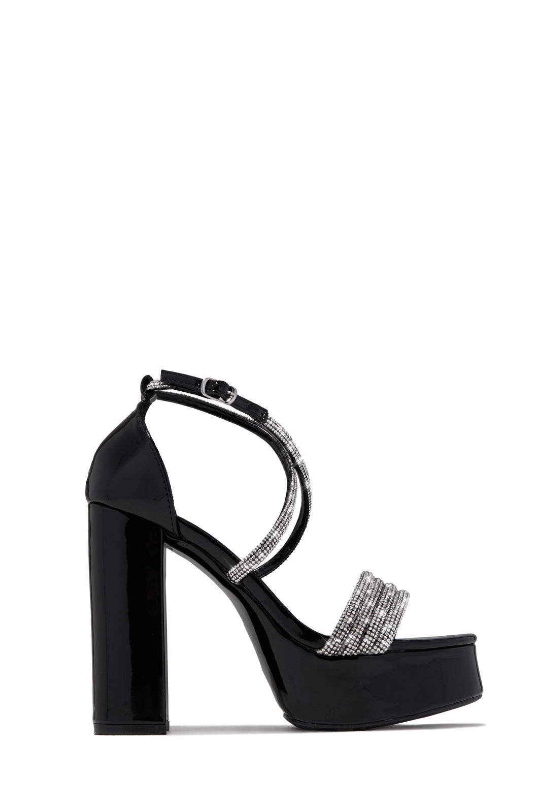 Special Nights Embellished Platform Block Heels - Black