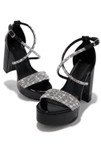 Load image into Gallery viewer, Special Nights Embellished Platform Block Heels - Black
