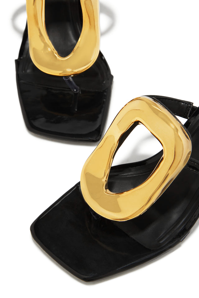 Load image into Gallery viewer, Aelin Thong Strap Mid Heel Mules - Black
