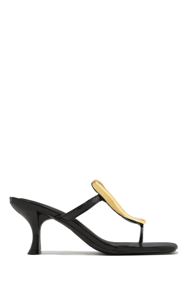 Load image into Gallery viewer, Aelin Thong Strap Mid Heel Mules - Black
