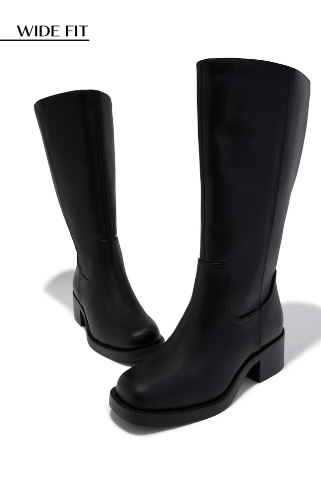Load image into Gallery viewer, Midnight Icon Wide Fit Below The Knee Moto Boots - Black
