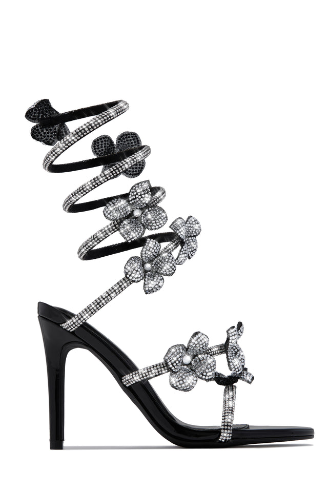 Load image into Gallery viewer, Flora Embellished Around The Ankle Coil Heels - Black

