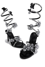Load image into Gallery viewer, Flora Embellished Around The Ankle Coil Heels - Black
