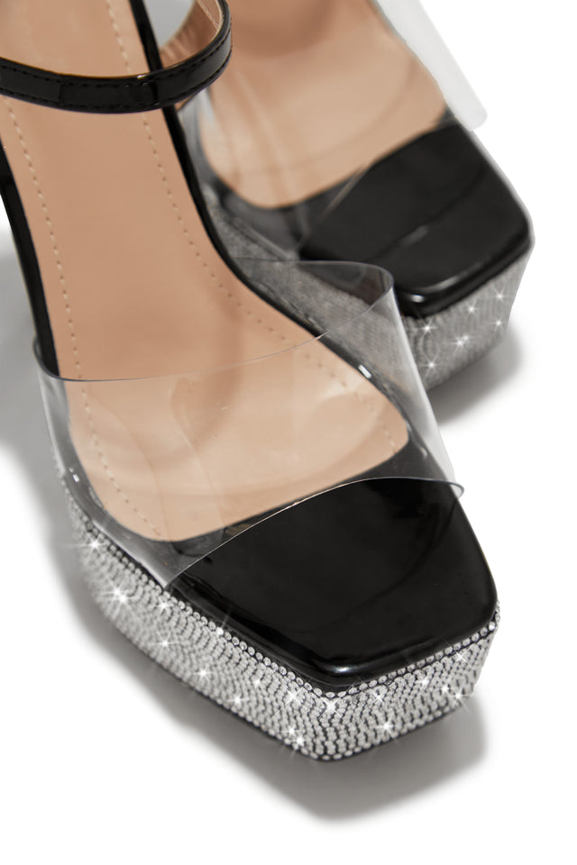 Load image into Gallery viewer, Black Open Toe Platform Heels
