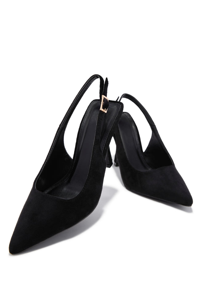 Load image into Gallery viewer, Carianna Faux Suede Slingback Pumps - Black
