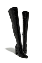 Load image into Gallery viewer, Ericka Block Heel Over The Knee Boots - Black
