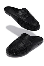 Load image into Gallery viewer, Julia Slip On Loafer Flats - Black Croc
