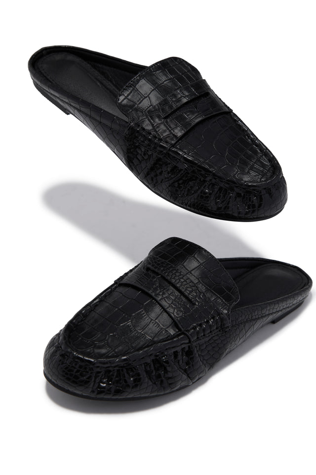 Load image into Gallery viewer, Julia Slip On Loafer Flats - Black Croc
