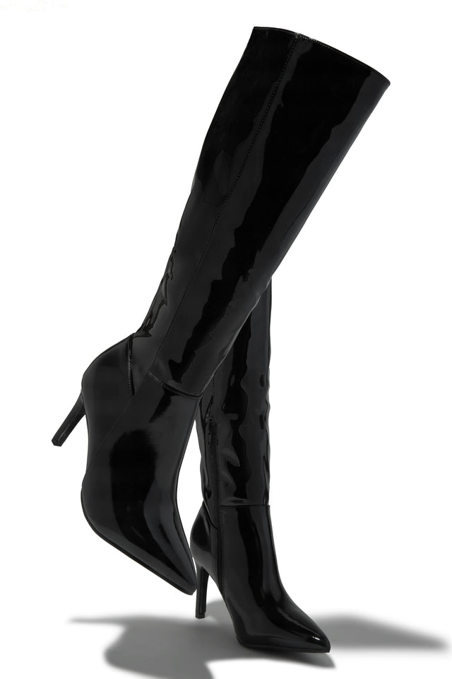 Load image into Gallery viewer, Scarlette Below The Knee Heel Boots - Black Pat
