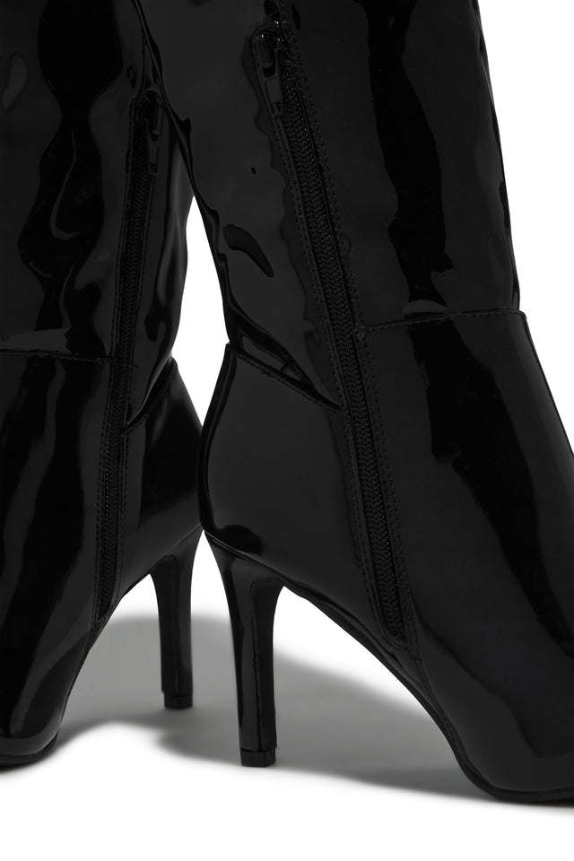 Load image into Gallery viewer, Scarlette Below The Knee Heel Boots - Black Pat
