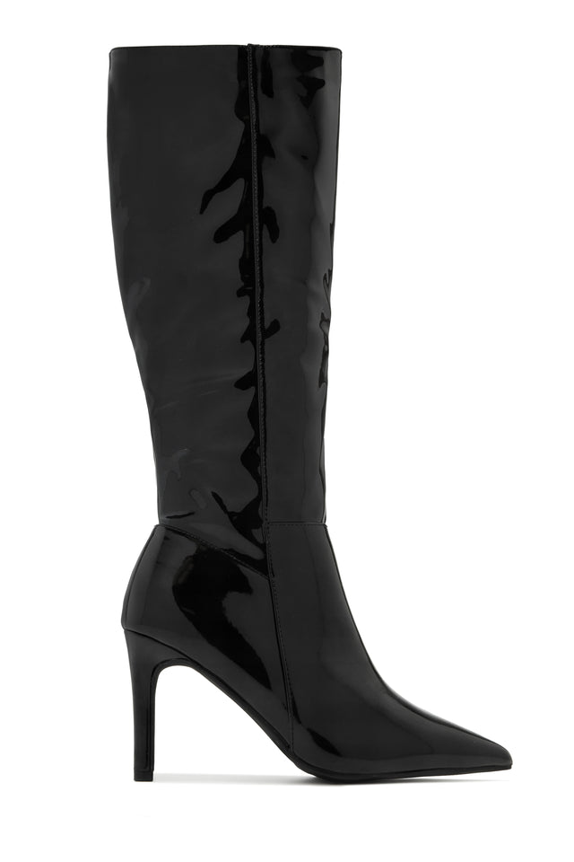 Load image into Gallery viewer, Scarlette Below The Knee Heel Boots - Black Pat
