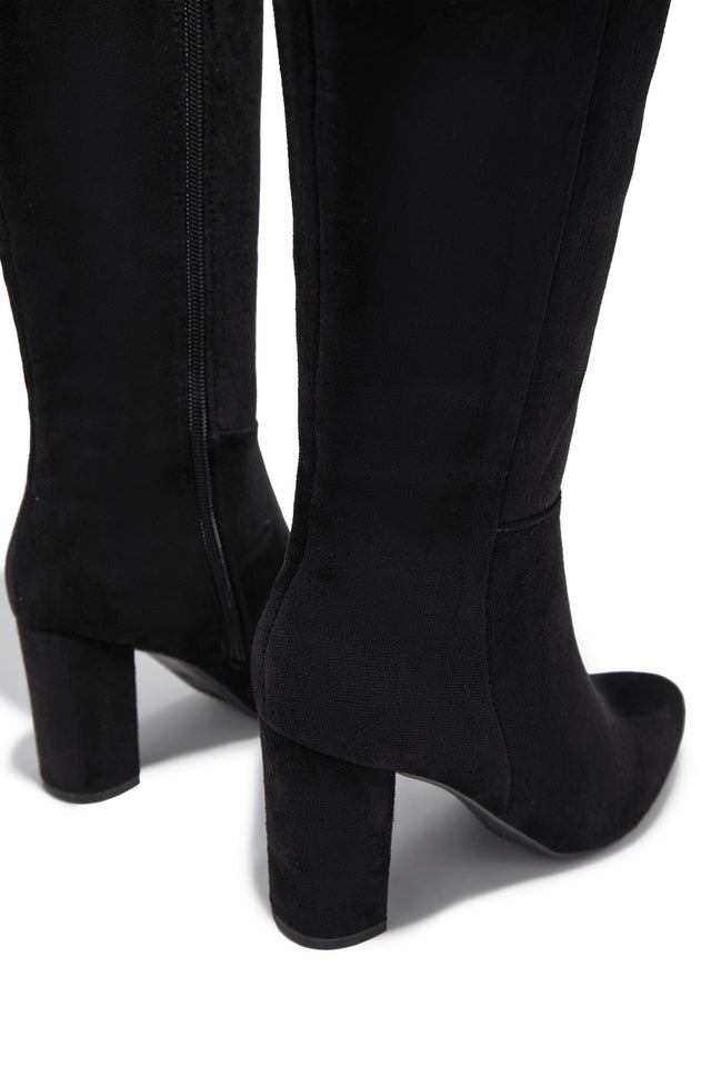 Load image into Gallery viewer, Fine Time Block Heel Knee High Boots - Black Suede
